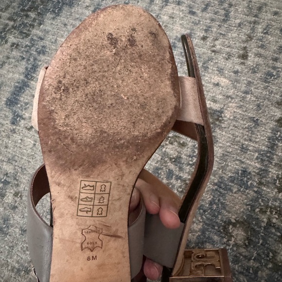 Tory Burch Gray and Tan Minimalist Sandals - Picture 9 of 15